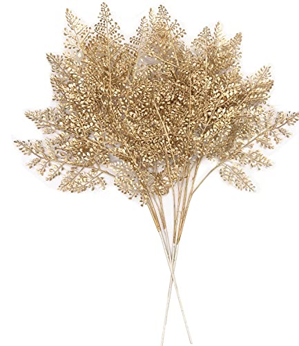 Artificial Golden Plants Fake Gold Star Ginkgo Leaves - Tall 30 Inch 2 Pack, Faux Bushes Simulation Small Apricot Leaf for Christmas Decor Indoor Outdoor Party Wedding DIY Table Centerpiece Decoration