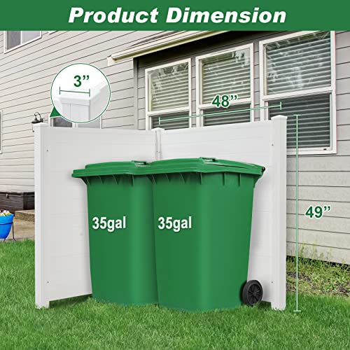 Avocahom Outdoor Privacy Screen 4 Panels, 48"W X 49"H Decorative Air Conditioner Fence Trash Can Enclosure, Pvc Vinyl Freestanding Fence W/6 Stakes For Garden Patio Lawn, White #TOP3