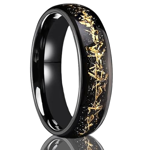Concept Knight Tungsten Carbide Rings for Men Women Inlaid Gold wire/Silver wire Men's Wedding Bands 6mm Classic Fashion Couple Engagement Ring Comfortable Fit (6mm gold wire, 8)