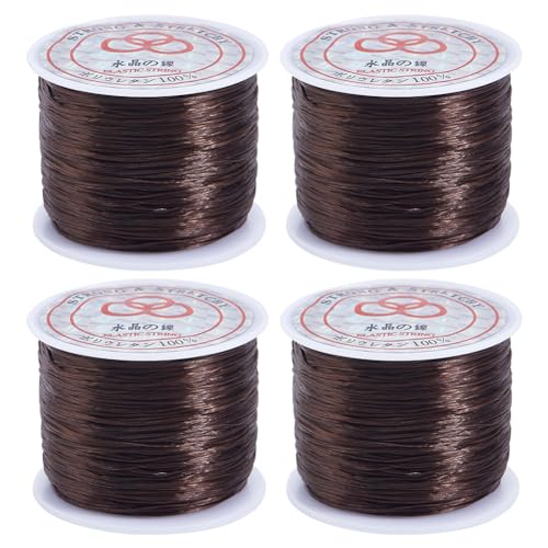 SUNNYCLUE 240 m 4 rouleaux de Cordon de Perles Élastiques de 0.8 mm Marron Extensible pour Bracelet, Fils de Cristal, Perles D'Argile Élasthanne, Cordons de...