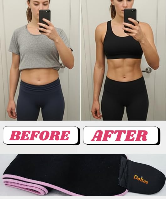 Image of DOLTAS Sweat Slim Belt for Men & Women - Tummy Trimmer for Fat Loss, Stomach Shaping & Workout Support - Adjustable Waist Trainer for Enhanced Sweat & Core