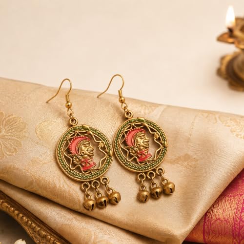Image of Handcrafted Tribal & Dhokra Art Earrings for Women - Wooden, Nature-Inspired Statement Drop & Traditional Ethnic Designs
