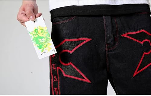 Miniatura 8 de HZCX FASHION Pantalones cortos de mezclilla largos bordados de talla grande para hombre, debajo de la rodilla, pantalones capri