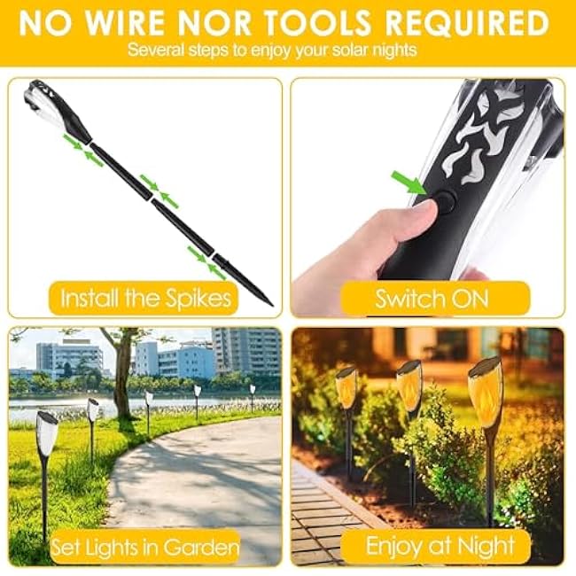 VEEKI Solar Lights Outdoor, 4Pack Flickering Flame Torch Light, Landscape Lighting Pathway Lights Outdoor Waterproof, Solar Flame Torches for Outside Garden Yard Patio Pathway Walkway Decor (4PC)