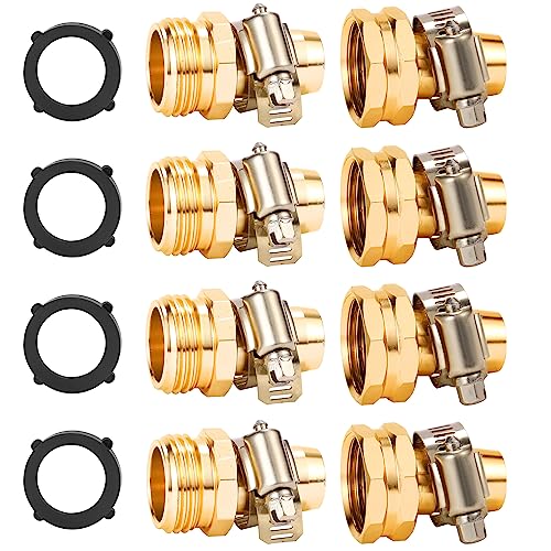 Sanpaint Garden Hose Repair Connector With Clamps, Fit For 3/4" Or 5/8" Garden Hose Fitting, 4 Set #TOP23