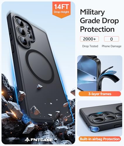 Image of FNTCASE for Samsung Galaxy S24 Ultra Case: [Fit for Magsafe] [Full Camera Protection] Translucent Matte Cases with [Screen Protector] Military Grade Shockproof Protective Phone Cover
