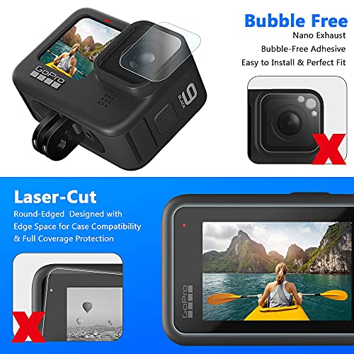 [8Pcs] Finest+ Screen Protector For Gopro Hero 11/Hero 10/ Hero 9 Black,Tempered Glass Screen Protector+Tempered Glass Lens Protector+Tempered Glass Small Display+Lens Cover Film For Go Pro Hero11/10/9 Black Action Camera #TOP4