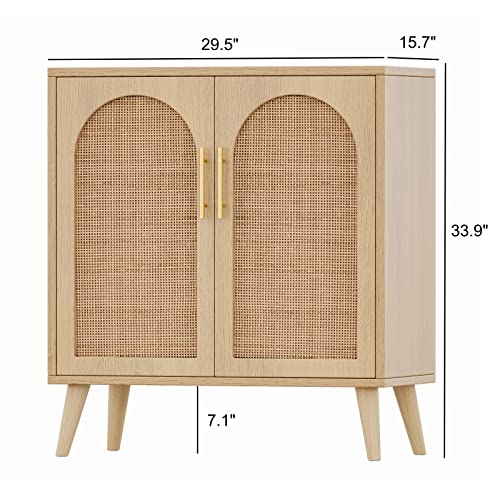 Rovaurx Rattan Storage Cabinet With Doors, Accent Bathroom Floor Cabinet, Modern Sideboard Buffet Cabinet For Living Room, Entryway, Dining Room And Kitchen, Natural Bmgz108M #TOP2
