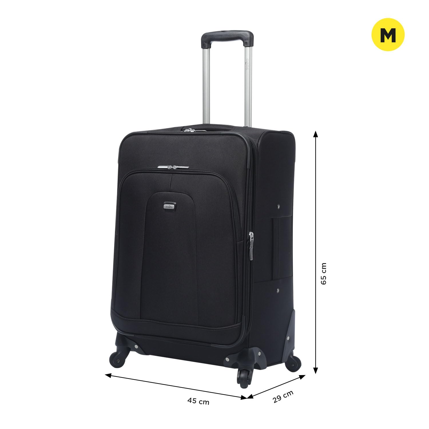 TOTTO - Maleta de Viaje Tela, Modelo Andromeda 2.0, Maleta Mediana, 49 x 77 x 33cm, Capacidad 108.29L, Ruedas 360º, Manija Telescópica, Correa de Compresión Interna, Argollas para Candado, Color Negro
