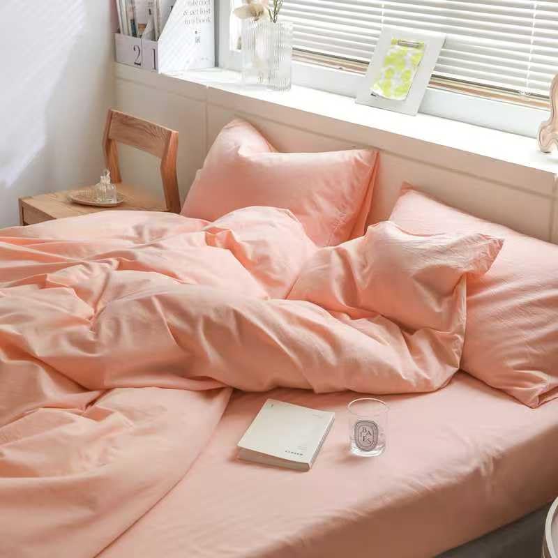 Image of ECOCOTT Duvet Cover King Size - 100% Washed Cotton Durable Soft Comfy Duvet Cover Set, 3 Pieces Duvet Cover with Zipper Closure, No Comforter (Dark Pink)