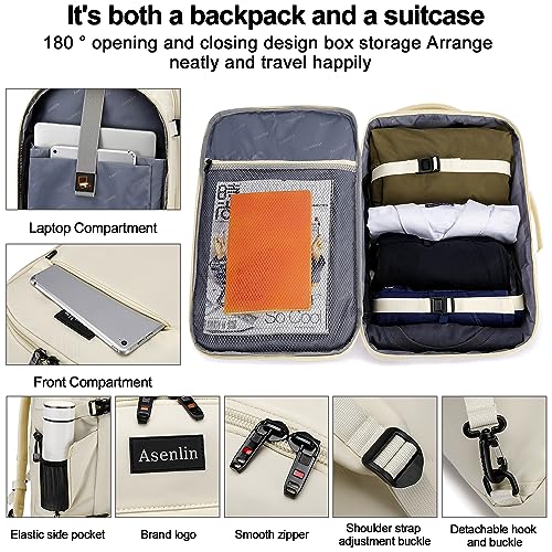 Asenlin Travel Backpack for Women Men,Flight Approved Carry On Luggage 30L Water Resistant Business Laptop Backpacks Fits TSA 15.6 Inch Computer College Weekender Outdoor Hiking-White - image 5