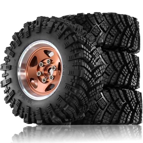 Jante de Roue de Moyeu RC 1.9 Pouces Métal Marron avec Pneu 98mm Set