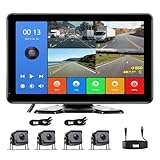 10.1' 4K Wired Reverse Rear View Backup Camera System Included 4 AHD 1080P Cameras, IP68 Waterproof, Night Vision, BSD, Loop Recording for Tractor/Truck/Excavator/Caravan/Skid Steer/Heavy Equipment