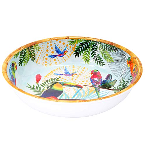 Les Jardins de la Comtesse – Plato hondo grande de melamina pura, plato de sopa o pasta, ensaladera – Multicolor – Toucanes de Rio – Colección MelARTmine – Ø 23 cm