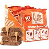 PARADISE SQUARED Peanut Butter Coconut Blondie Bar - 10 Pack Vegan Blondie Brownies - Gluten Free, Dairy Free Vegan Breakfast Bars - High Fiber, Plant Based, Low Sugar Desserts - 45g Clean Healthy Snacks