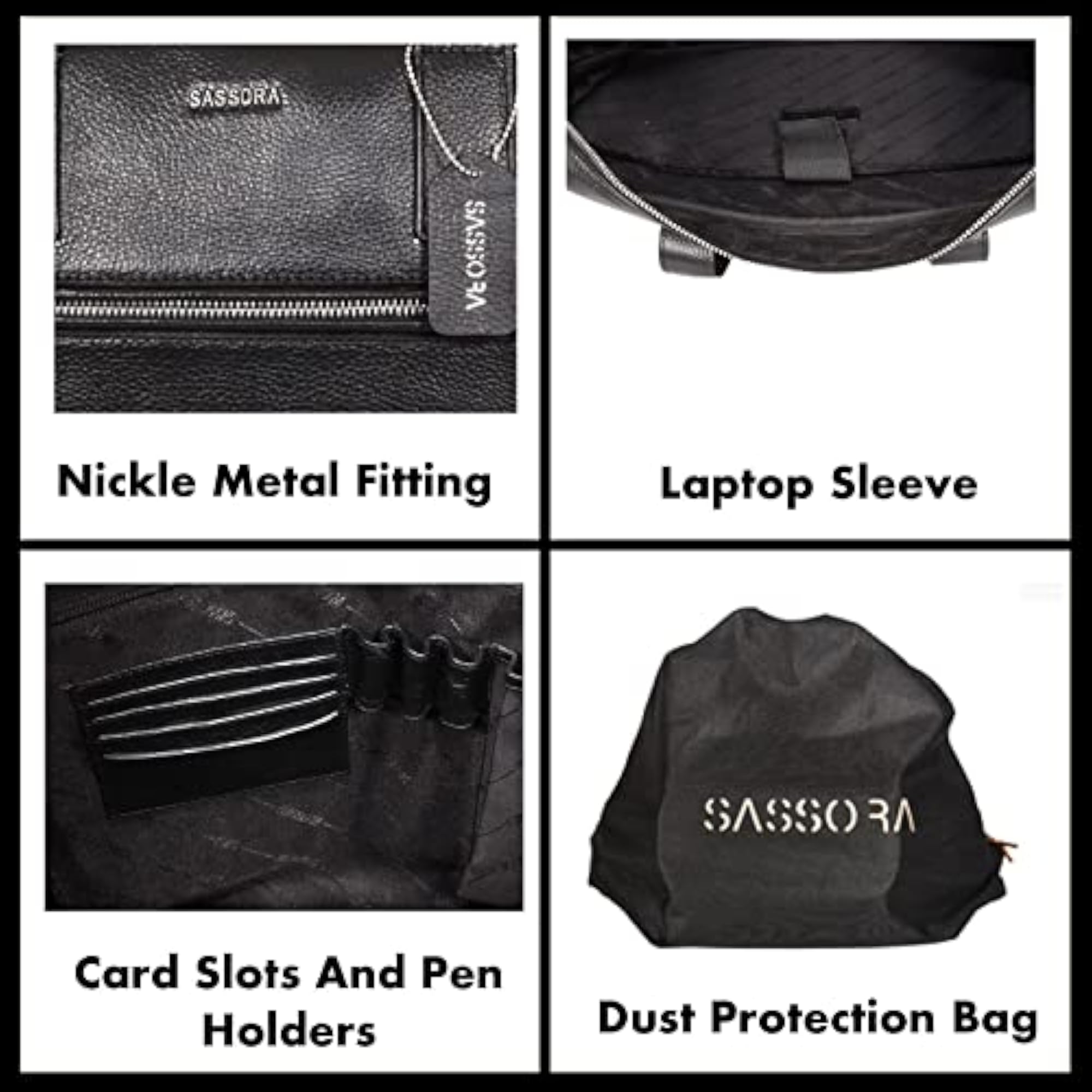 Genuine Leather Men's Black Messenger Bag