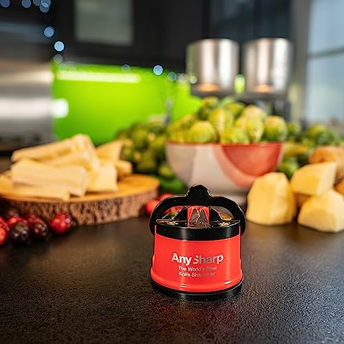 AnySharp Editions - World's Best Knife Sharpener - Para facas e lâminas serrilhadas - Vermelho