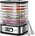 YASHE Essiccatore Alimentare 8 Vassoi, Tempo e Temperatura Regolabili 72H, Include Griglie a Rete, Vassoio per Rotoli di Frutta e Pinza Inox per Jerky, Frutta, Carne, Verdure, Erbe, Senza BPA