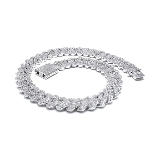 Cuban Chain Hip Hop Jewelry Iced Out moissanite Diamond Miami Cuban Chain S925 Sliver 20mm Width Cuban Link Chain(24 inches)