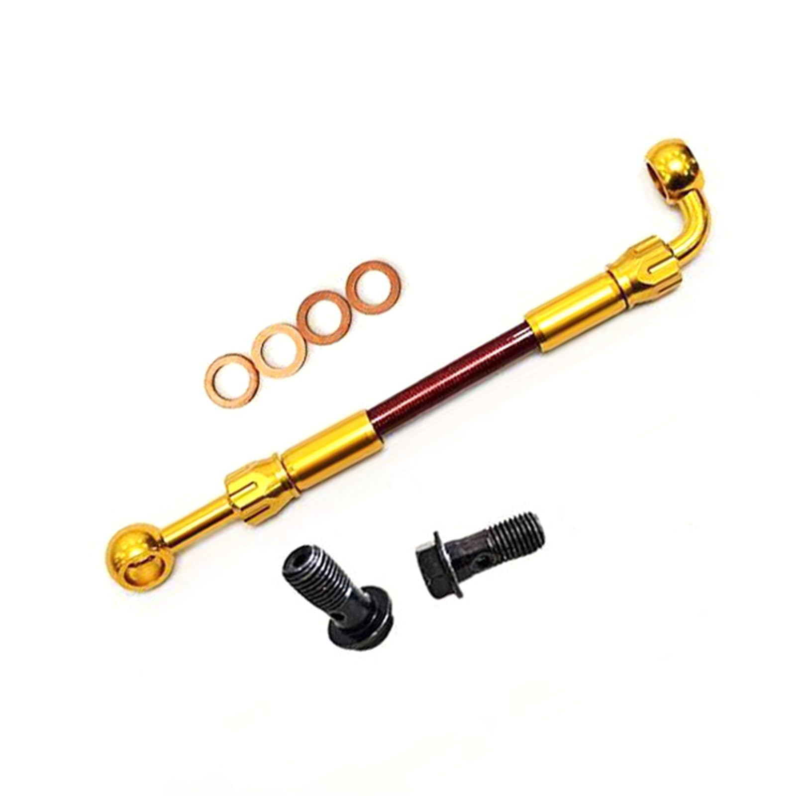 Shqxd One Color Hydraulic Brake Hose Motorcycle 0°-90° An3 Hydraulic Clutch Tube Master Cylinder Brake Hose Red Braided Oil Pipe Accessories(2500Mm)