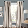 Lush Decor Insulated Back Tab Blackout Window Curtain Panel Pair, 95" L x 52" W, Wheat