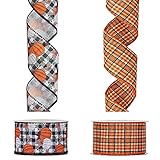 ribbonsoft KI Store Kürbis Verdrahtete Bänder 6,3cm Herbst Drahtband.