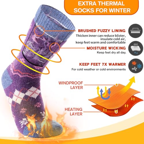 Image of 3 Pairs Warm Thermal Socks for Women & Men Winter Ski Thick Boot Insulated Socks for Cold Weather