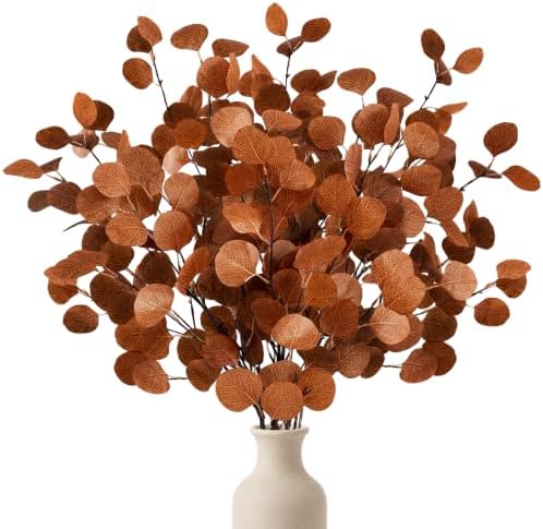 Fall Decor Artificial Eucalyptus Stems 6Pack 35.4" Autumn Leaves ...