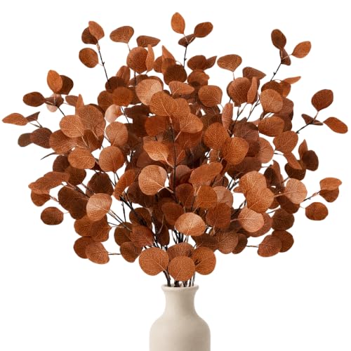 Fall Decor Artificial Eucalyptus Stems 6Pack 35.4" Autumn Leaves Branches