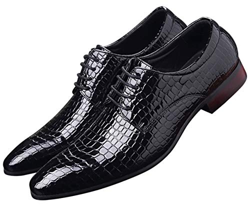 Men's Oxfords Alligator Patent Leather Wedding Prom Formal Black Dress Casual Shoes for Men 13 US