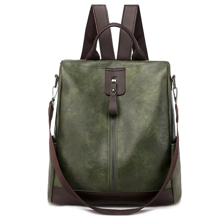 Sac à dos sac à dos cuir véritable vert résistant et compact pour femme