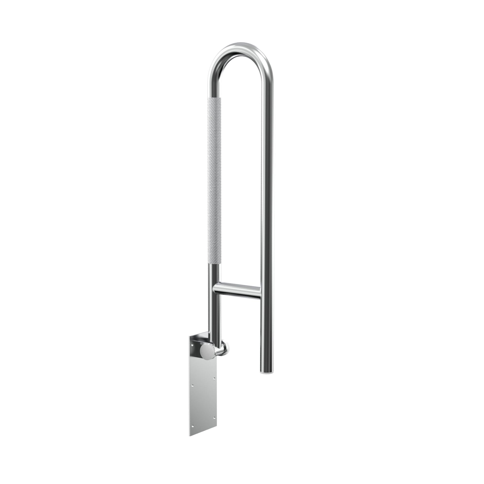 Barra de agarre abatible para baño, acero inoxidable con agarre texturizado (acero inoxidable cepillado con acabado moleteado)
