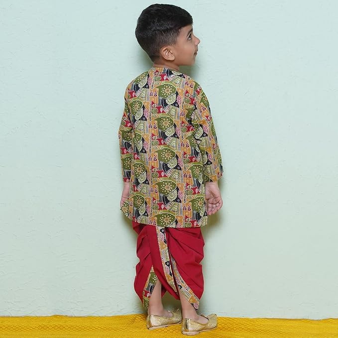 Image of AJ DEZINES Kids Ethnic Wear Pure Cotton Dhoti Kurta Set For Boys