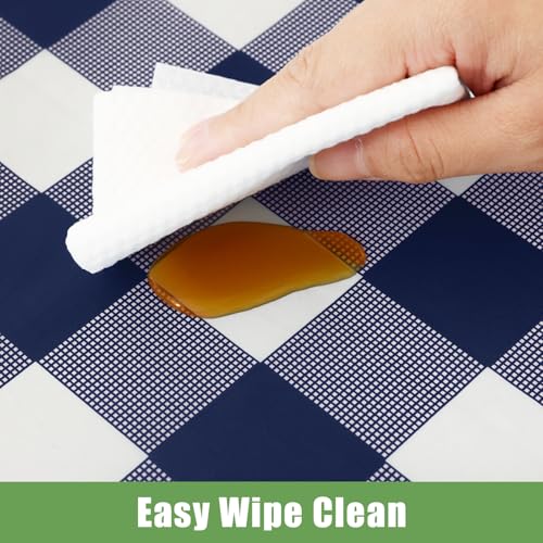 Smiry 3 Packs Gingham Disposable Tablecloths, 54 x 108 Inch Waterproof Plastic Table Cloth Rectangular, Navy and White Checkered Table Covers for Picnic, Birthday, Party, Patio by smiry - Image 4