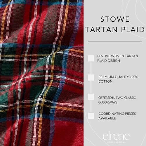 Elrene Home Fashions Stowe Tartan Holiday Plaid Christmas/Winter Cotton Rectangle Tablecloth, 60"x84", Red by Elrene - Image 3