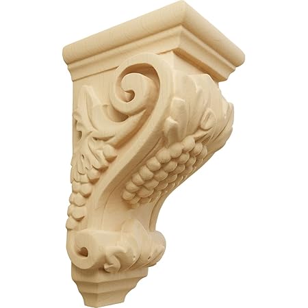 Ekena Millwork CORW03X04X07GRAL 3 1/2-Inch W x 4-inch D x 7-inch H Small Grape Corbel, Alder