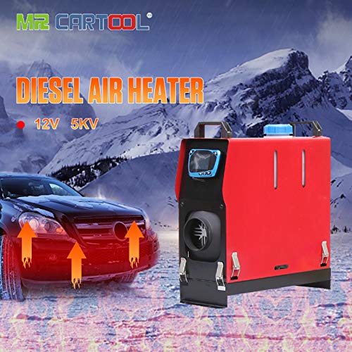 5KW 12V Detachable Diesel Air Heater All-in-One Fuel Air Parking Heater with Golden LCD Switch and English remote control for Truck Motor Boat Trailer