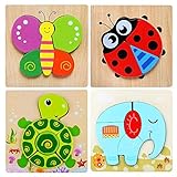 [ Ideale Geschenke ] Das Montessori Spielzeug Puzzle eignet sich für die Jungen oder Mädchen in mehere Altersgruppen. Verpackt mit einer Box, holzspielzeug 4 stücke sind ein perfekte Geschenkewahl am Kindertag, Geburtstags, Weihnachten, Ostern und Neujahr.