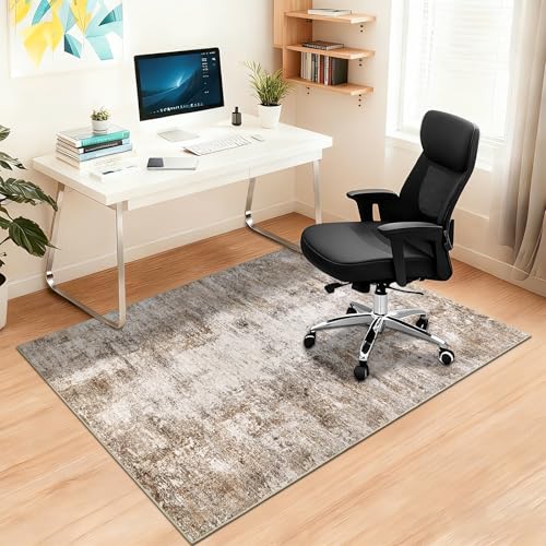 Capslpad Alfombrillas Antideslizantes Para Sillas De Suelo De Madera Dura, 120 X 150 Cm, Color Marrón, Abstracta, Alfombrilla De Protección Para Suelo Duro, Oficina, Silla De Oficina