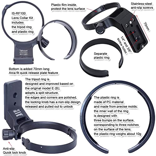 iShoot Anillo de Montaje en Trípode Collar de Objetivo Compatible con Canon RF 100mm f/2.8L Macro IS USM, Soporte de Lente Parte Inferior es Arca-Swiss Fit Cámara Placa de Liberación Rápida - imagen 3
