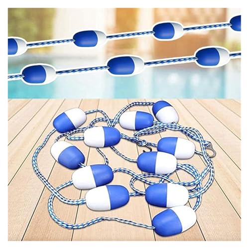 BYZOMU Floating Pool Divider Rope 10ft 20ft 30ft 40ft 60ft 75ft, Pool Lane Divider Floats with 2 Hooks, Safety Pool Division Cordon, Blue White Pool Buoy Kit(100ft/30.5m)