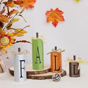 TURNMEON Fall Decor-4 Pack Fall Wood Table Signs, Fall Decorations for Home Thanksgiving Autumn Harvest Farmhouse Kitchen Home Decor, Tabletop Blocks Sign of Four Sizes TURNMEON Fall Decor 4 Pack Fall Wood Table Signs Fall Decorations for Home Thanksgiving Autumn Harvest Farmhouse Kitchen Home Decor Tabletop Blocks Sign of Four Sizes