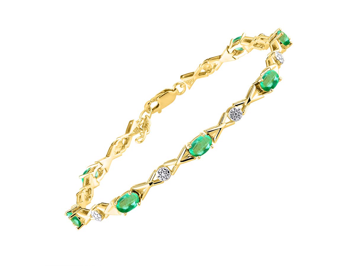 Rylos Bracelets for Women Yellow Gold Plated Silver XOXO Hugs &amp; Kisses Tennis Bracelet Gemstone &amp; Genuine Diamonds Adjustable Fit 7"-8" Wrist, 10 Gorgeous 6X4MM Jewelry for Women Friendship Bracelets