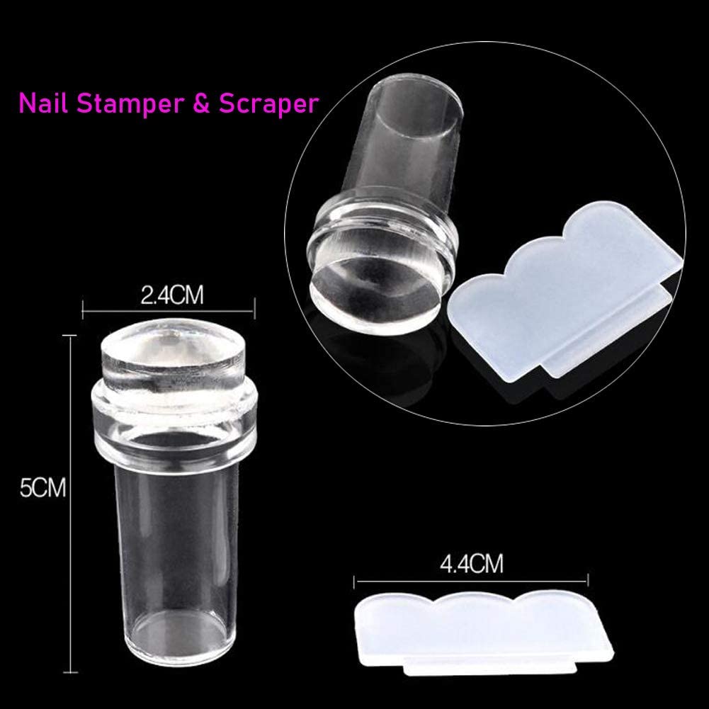 D.B.Z. ® Combo Of 3D Nail Art Stamping Kit 1 Rectangular Image Plates, Soft Nail Silicone Stamper & Scraper & 3D Nail Art Tools For Gift Girl & Women 1