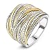 Produktbild mytysun Statement Ringe für Damen Ring Bandring Gold und Silber vergoldet 2 Tone verflochten Crossover-Anweisung Ring Frauen Geschenk Rings breit Rings