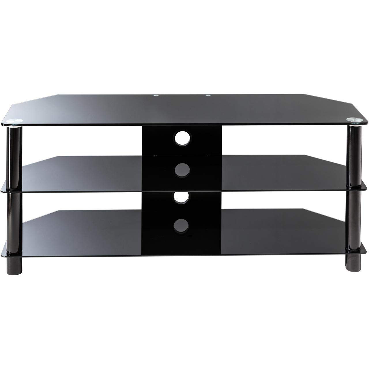 Rackhams Black Essentials Tv-Stand With 3 Shelves /Glass Ess1200/3-Blk