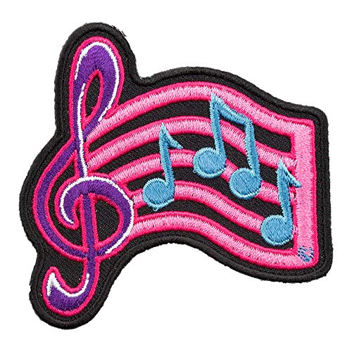 Patchstop P200-05-9194 Music Clef Notes Pink Purple Iron On Patches cover