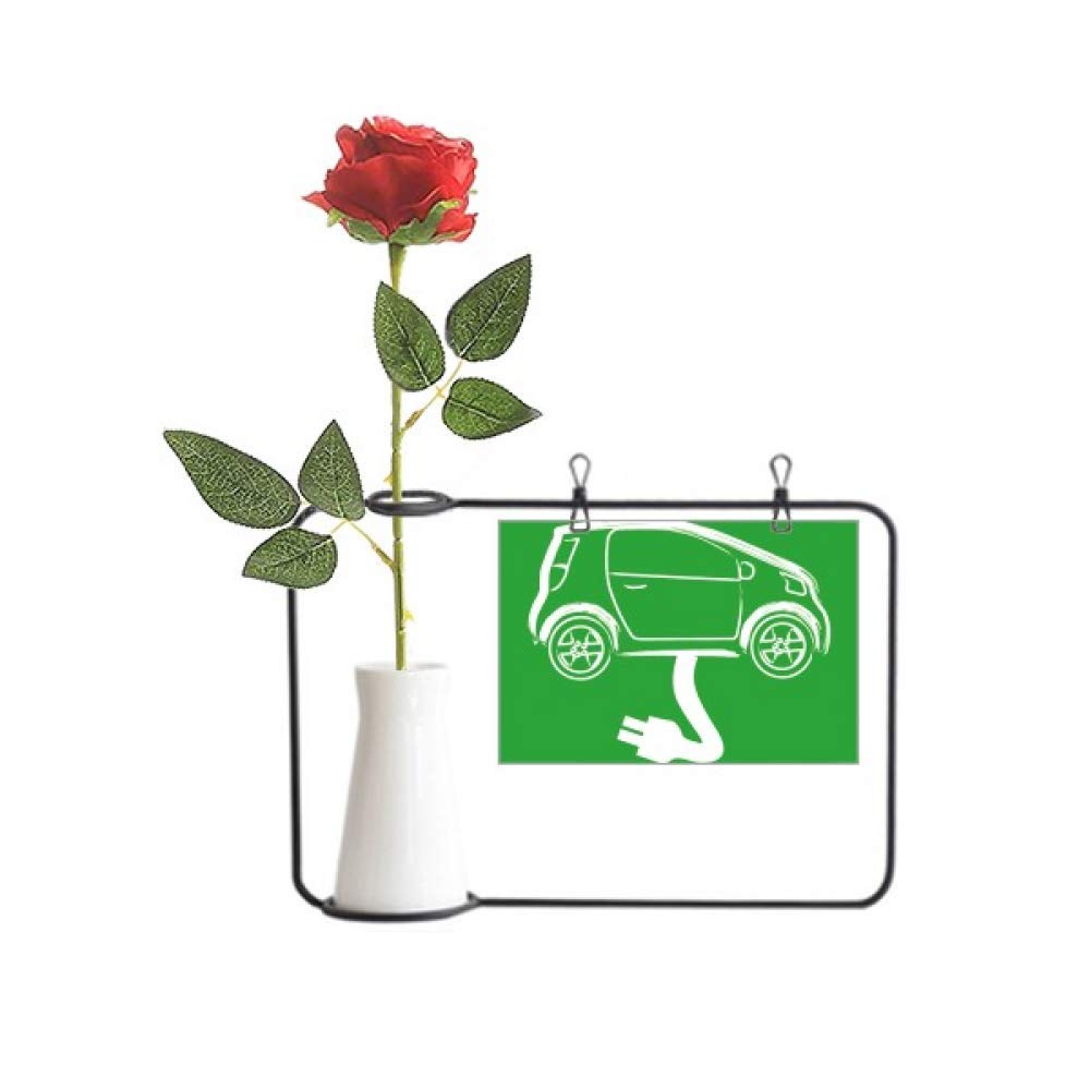 Vase bouteille avec fleur de rose artificielle pour déco de salon suspendue