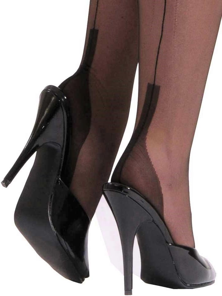 Premier Fully Fashioned Black Cuban Heel Stockings (10.0'')