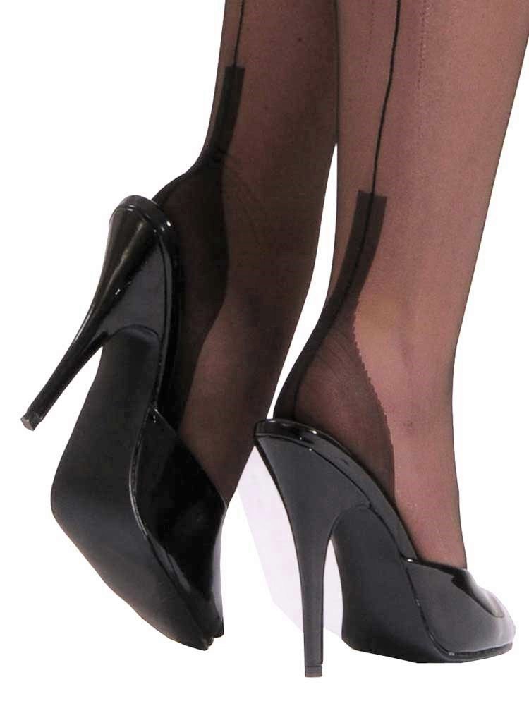 Premier Lingerie Women's Black Premier Hosiery Fully Fashioned Cuban Heel & Seam Stockings (Plffc) [Uk] Size 11